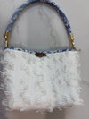 LooLoo Bags White Fringe Blue Strap
