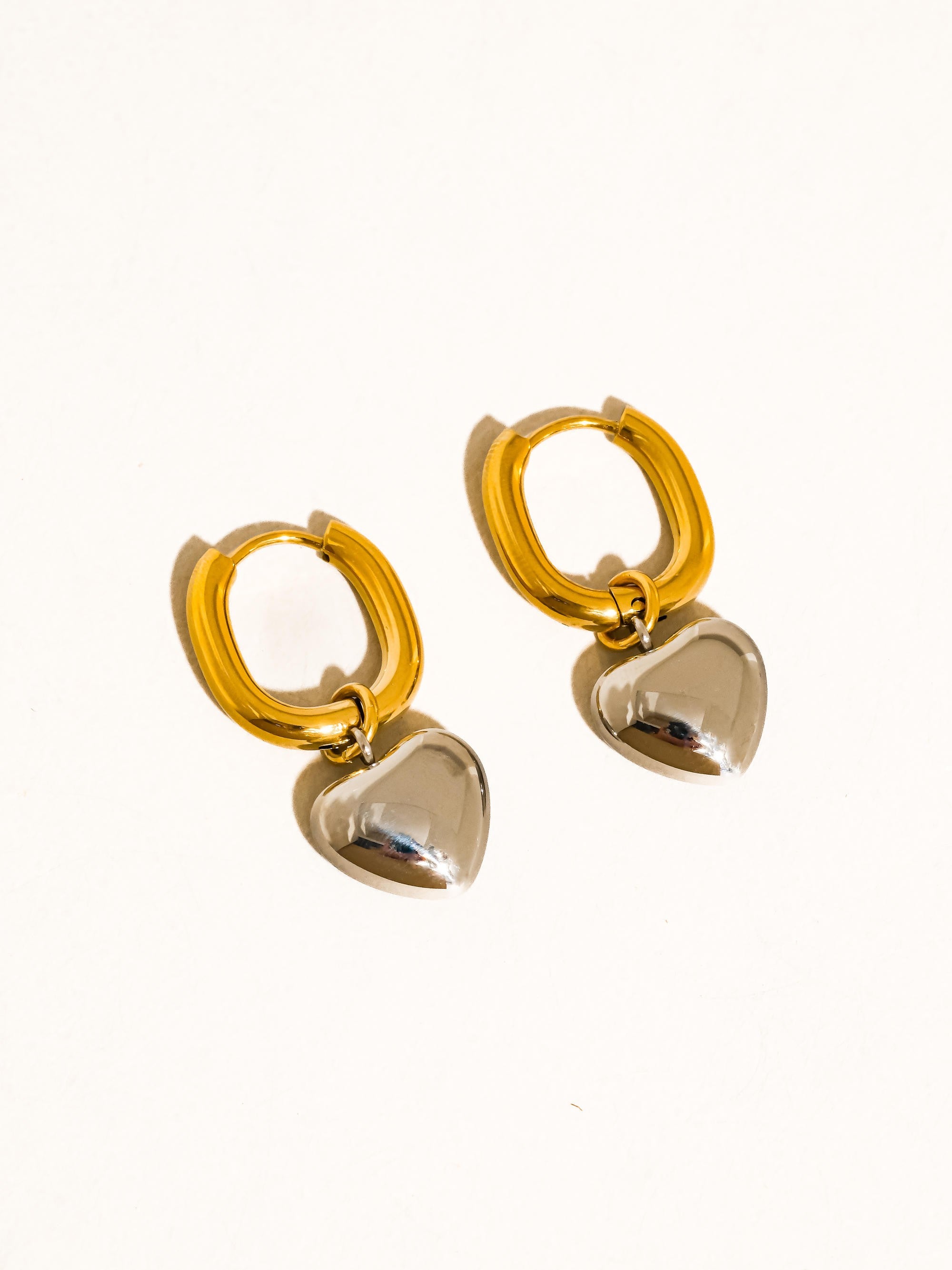 Flanerie Two Toned Heart Earring