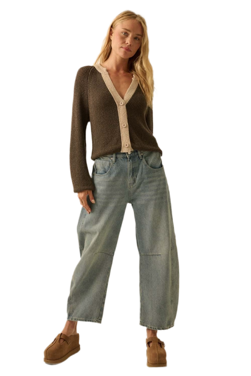 Promesa Ribbed Knit Contrast Cardigan