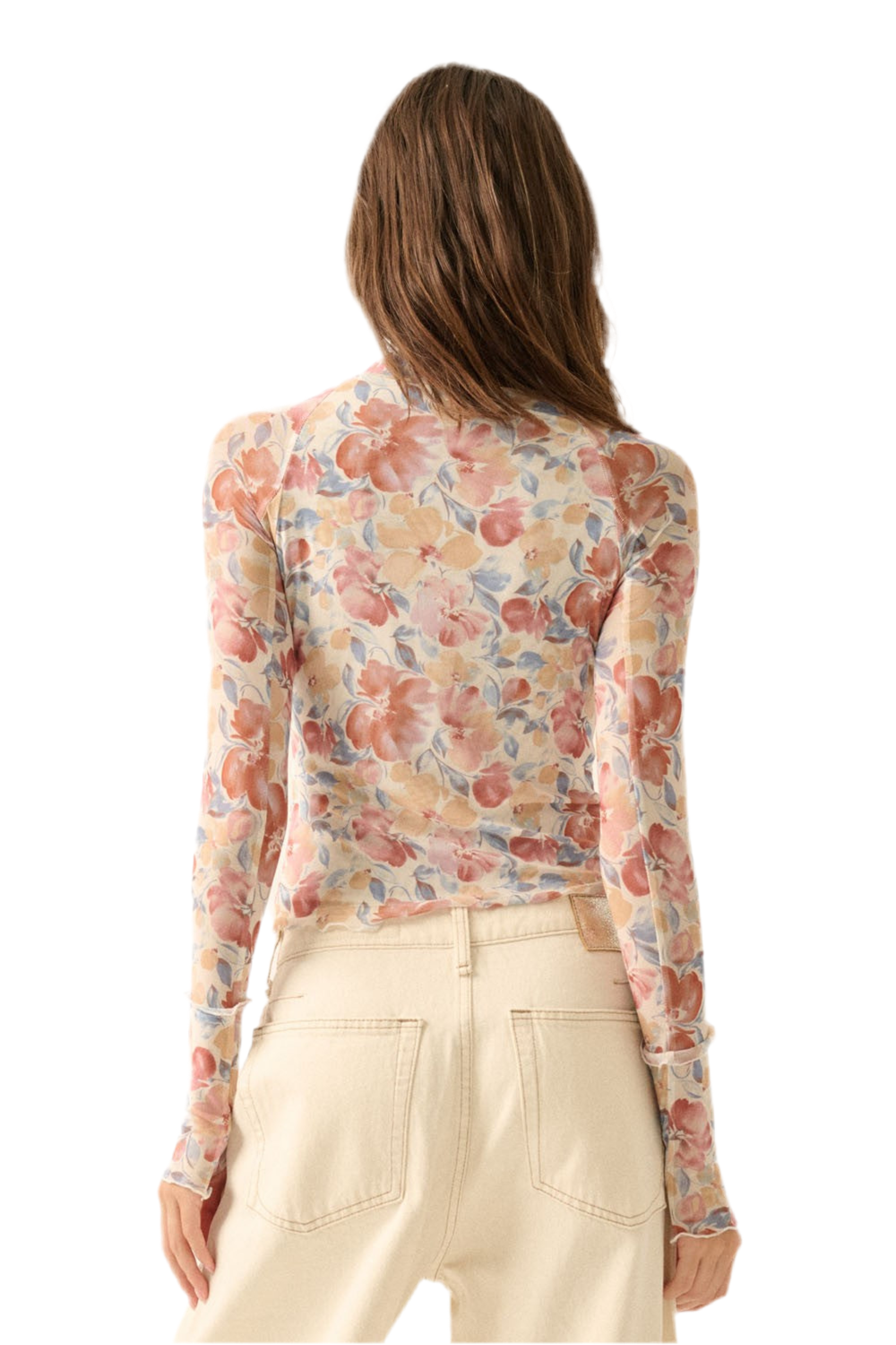 Promesa Floral Mock Neck Top Peach