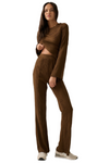 Solid Wavy Texture Brown Flare pant