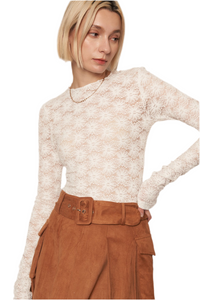 Floral Mesh Long Sleeve Top