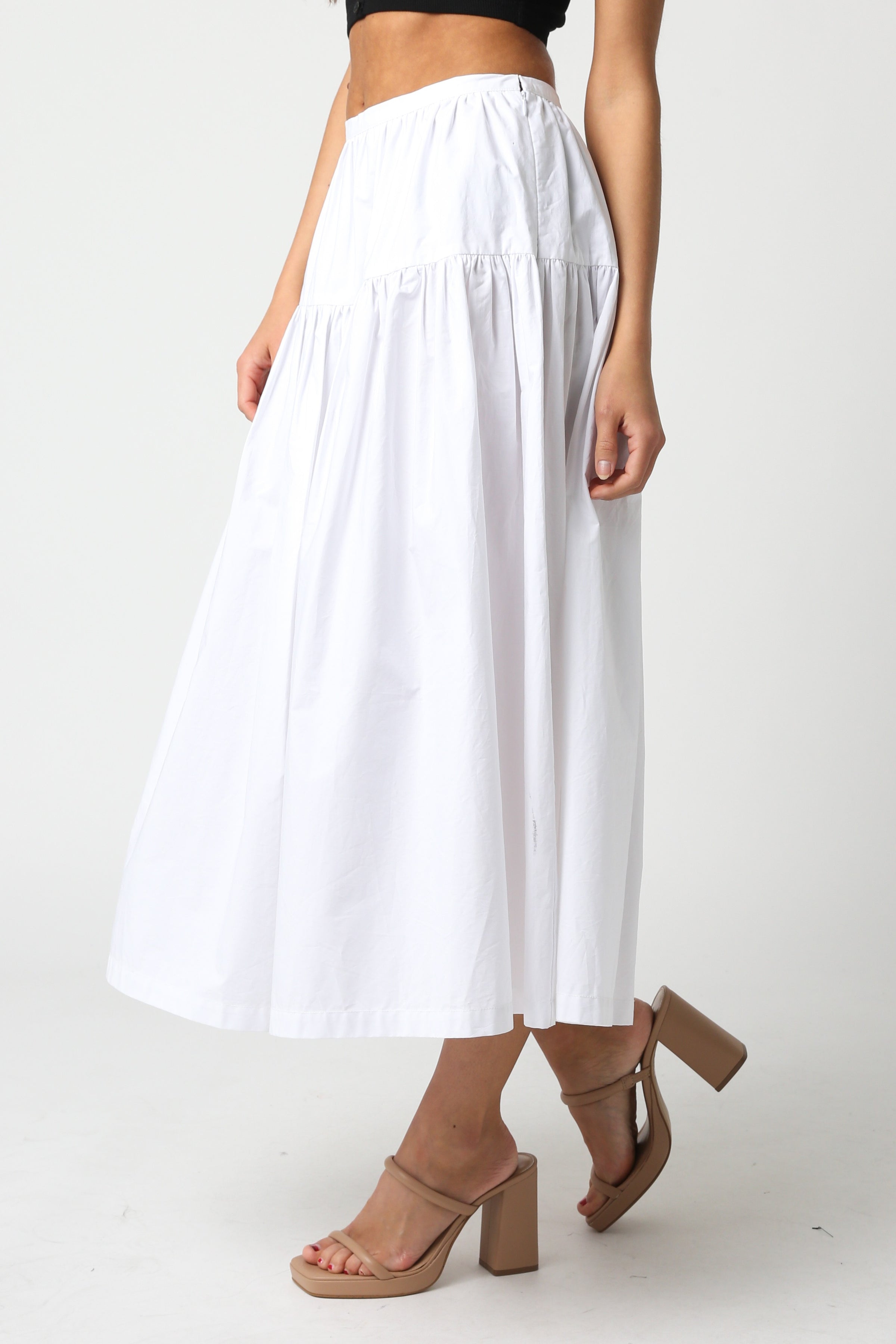 Olivaceous Poplin Skirt