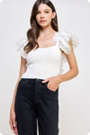 Strut and Bolt organza back tie knit top