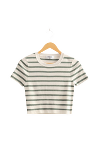 Lux Stripe Crop Knit Sweater