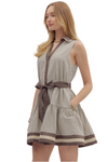 Mina Stripe Collar Belted Dress