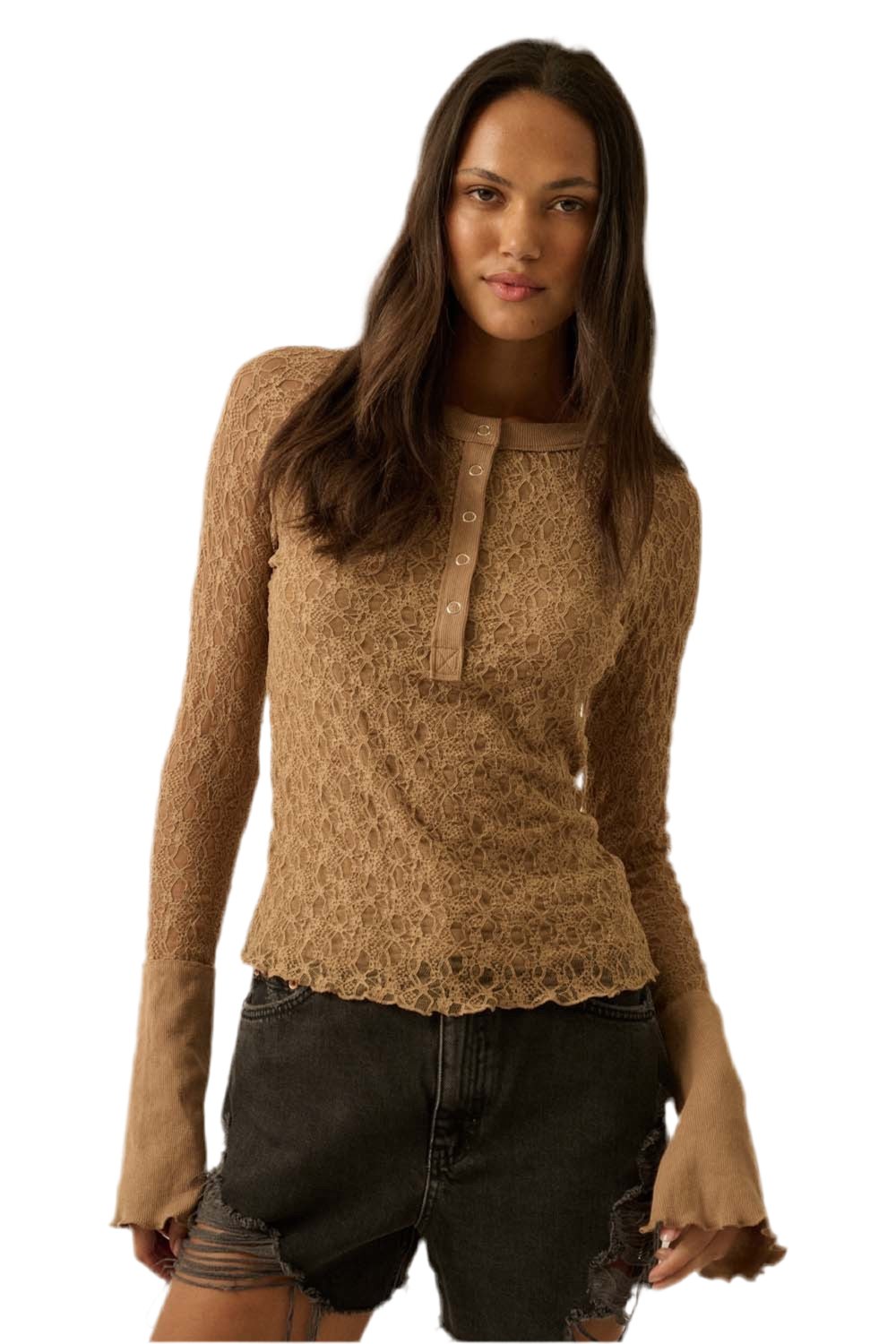 Promesa Taupe Lace Longsleeve