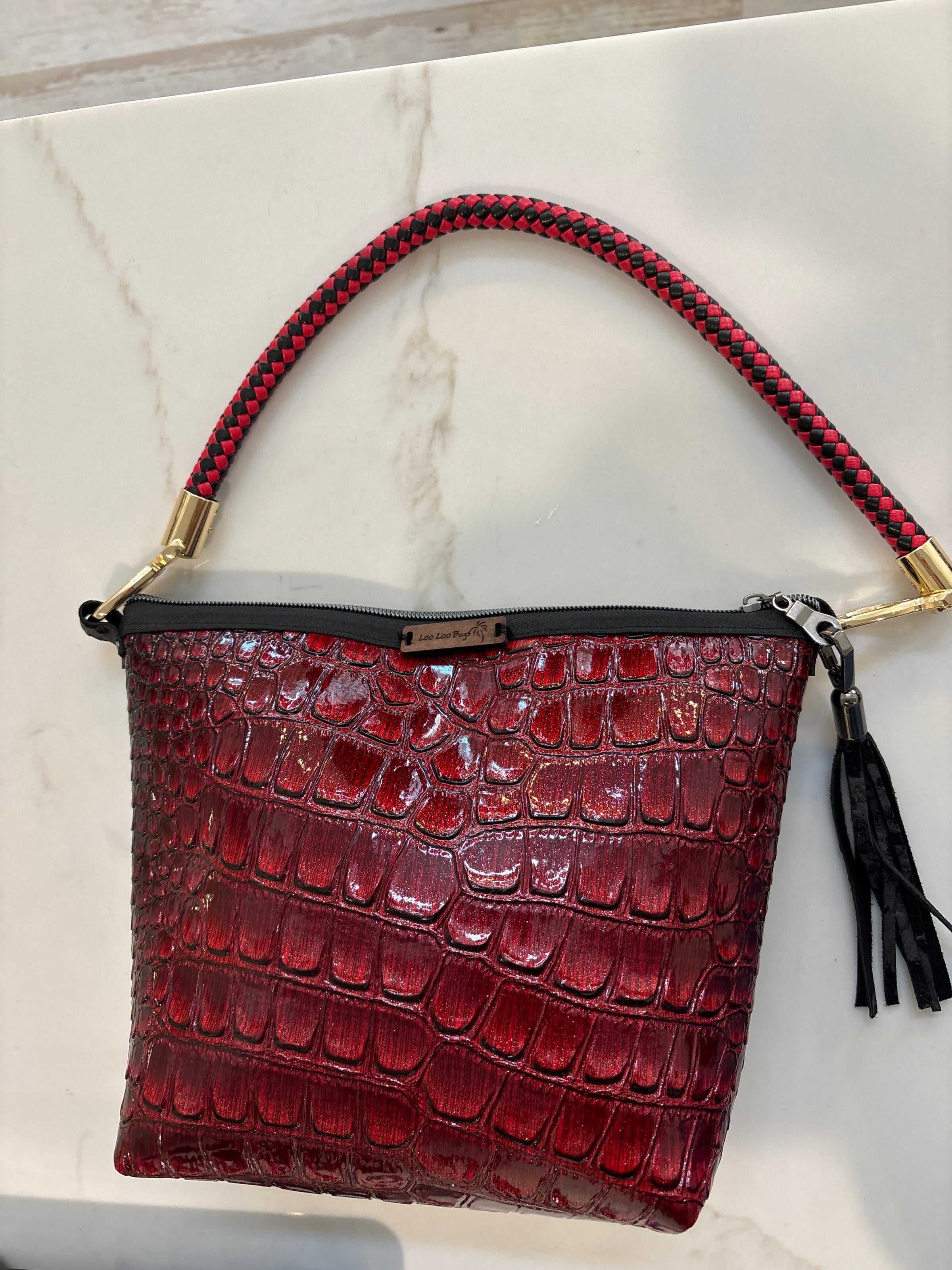 LooLoo Bags Red croc zipper