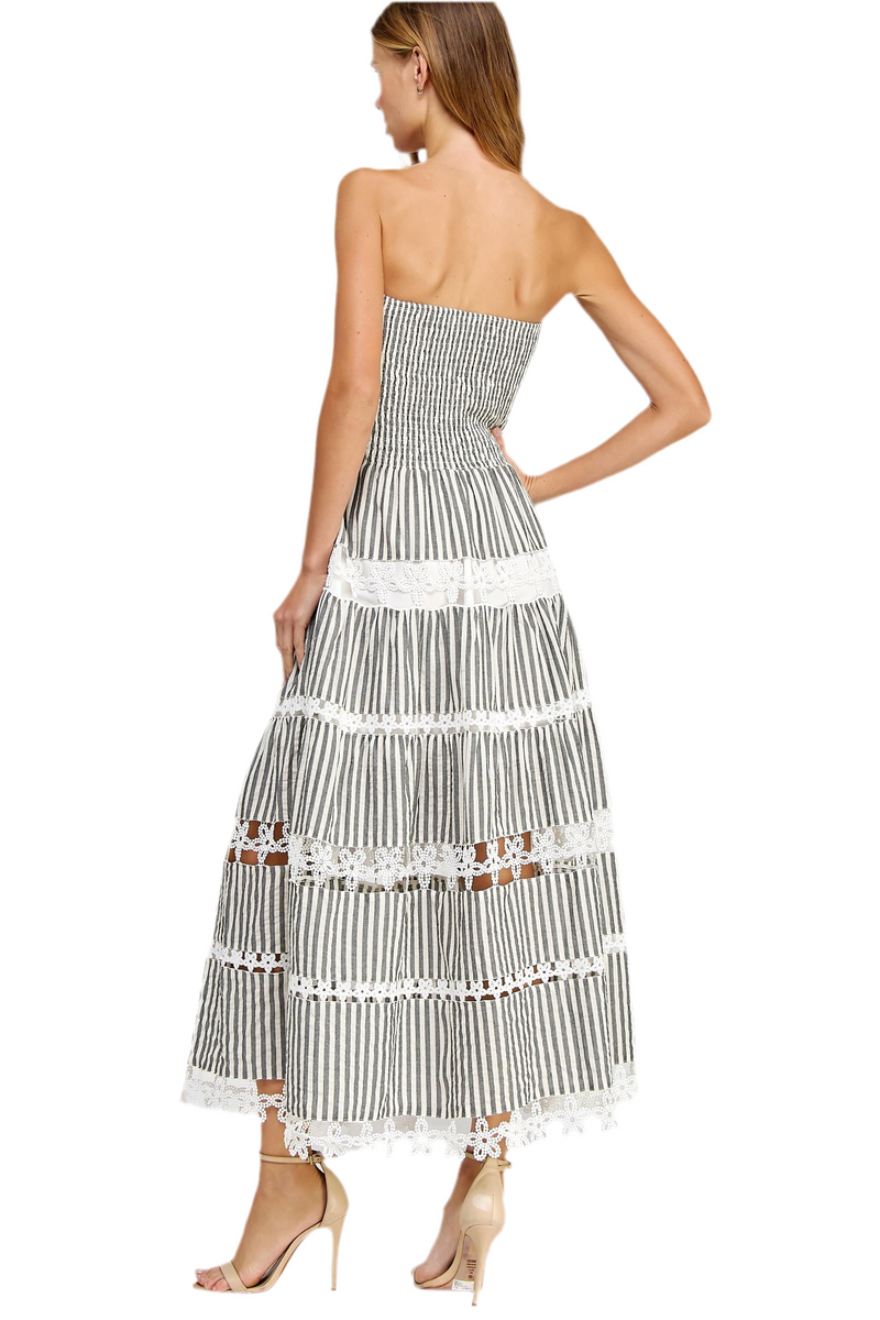 Strut and bolt Eyelet lace stripe tube dress