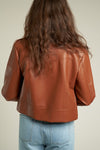 En Crème Faux Leather Moto Jacket Brown