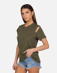 Michael Lauren Green Cutout Tee