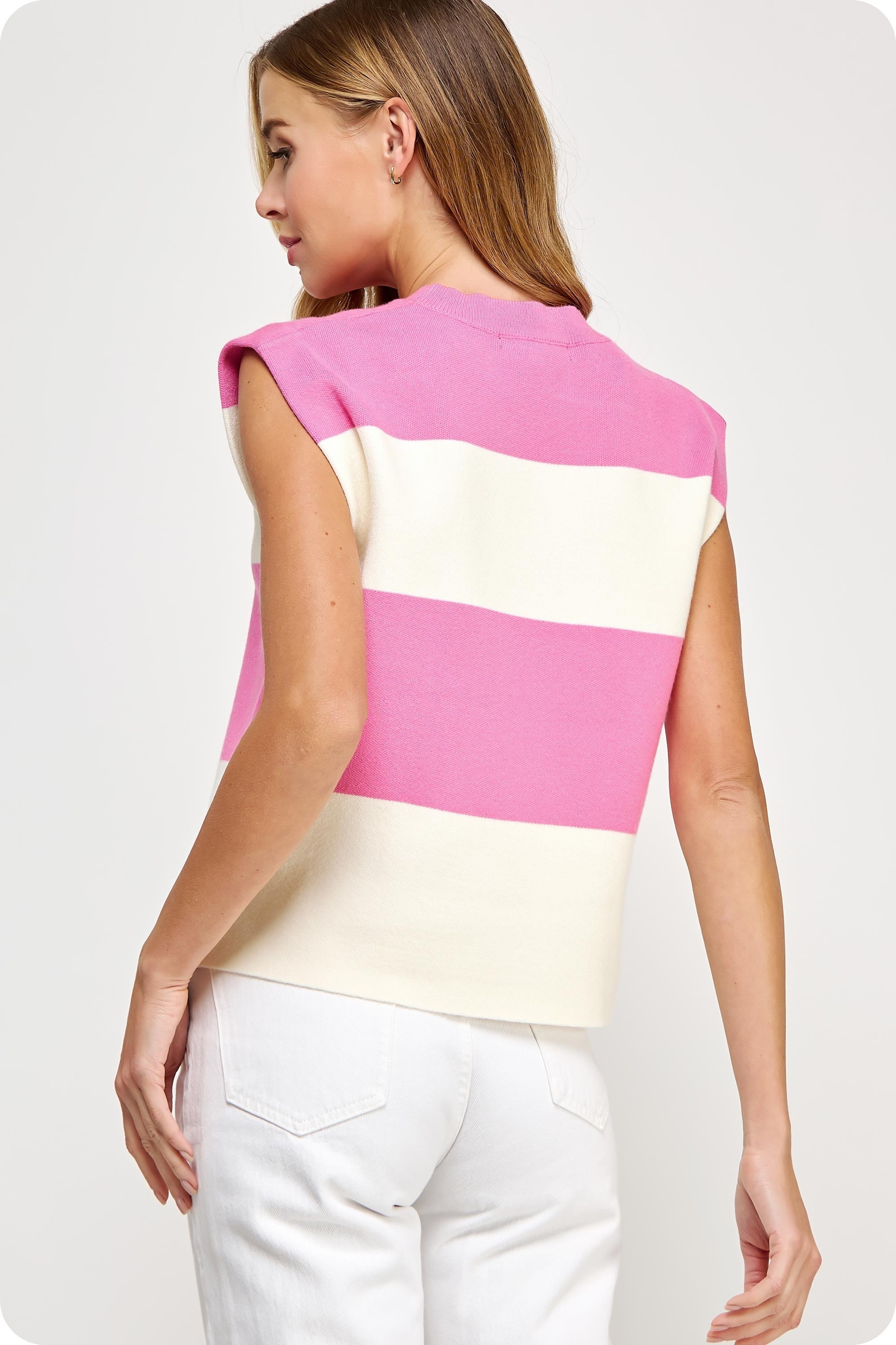 Strut and Bolt Stripe Knitted Sleeve Top