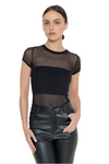 Sara Front Mesh Short Sleeve Bodysuit