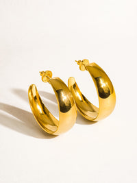 Flanerie 18K Gold Non-Tarnish Classic C Hoop Earring