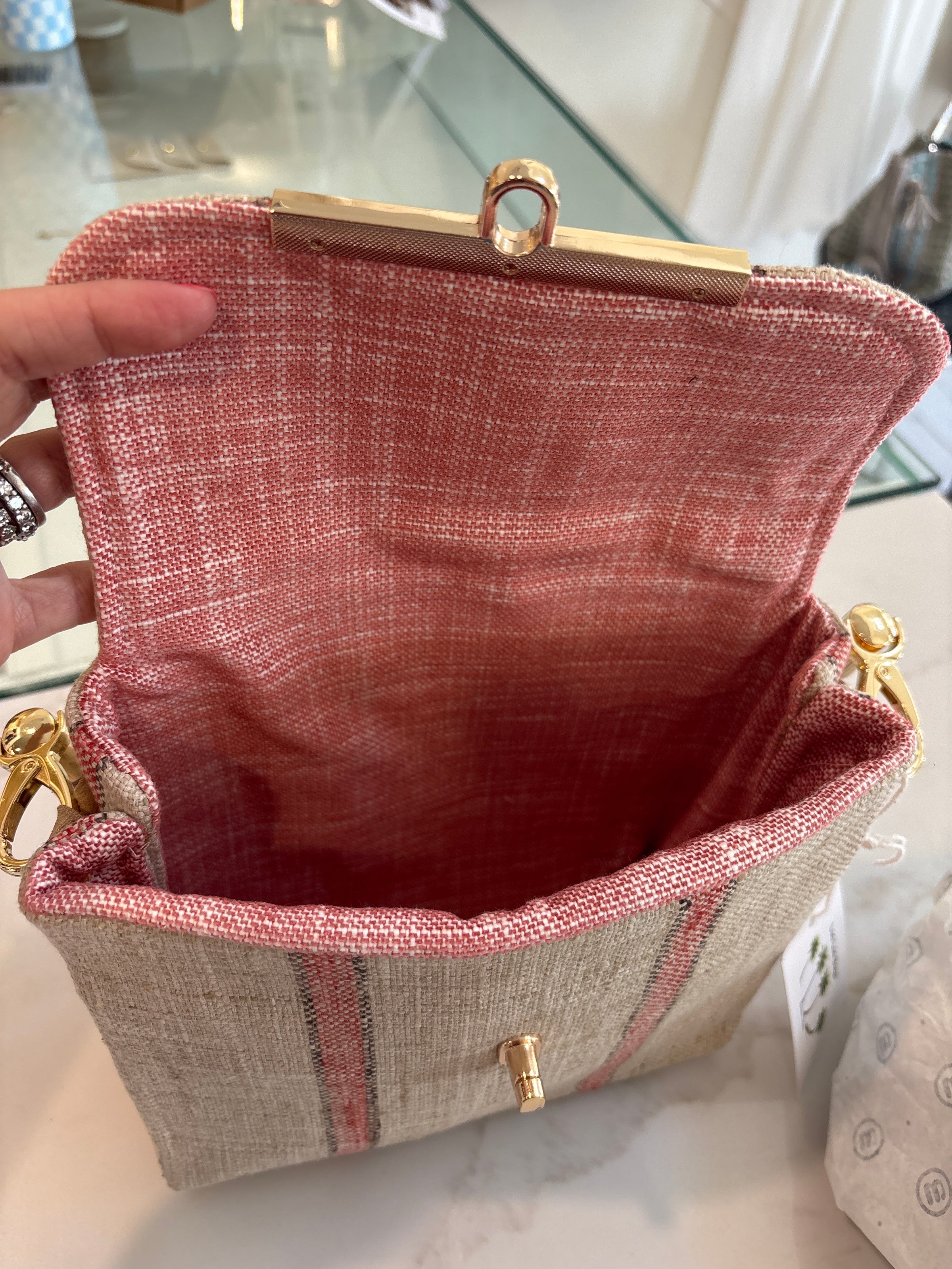 LooLoo Bags Beige Salmon Stripe