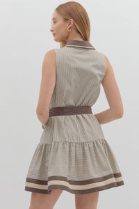 Mina Stripe Collar Belted Dress