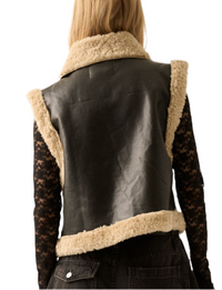 Promesa Faux Leather and Sherpa Colorblock Vest