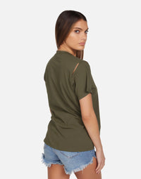 Michael Lauren Green Cutout Tee