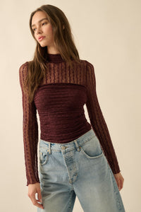 Promesa Stripe Lace bodysuit Plum