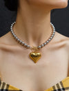 Flanerie 18K Gold Non-Tarnish Two Tone Heart Necklace