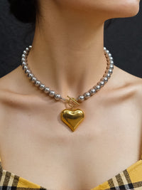 Flanerie 18K Gold Non-Tarnish Two Tone Heart Necklace