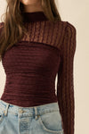 Promesa Stripe Lace bodysuit Plum