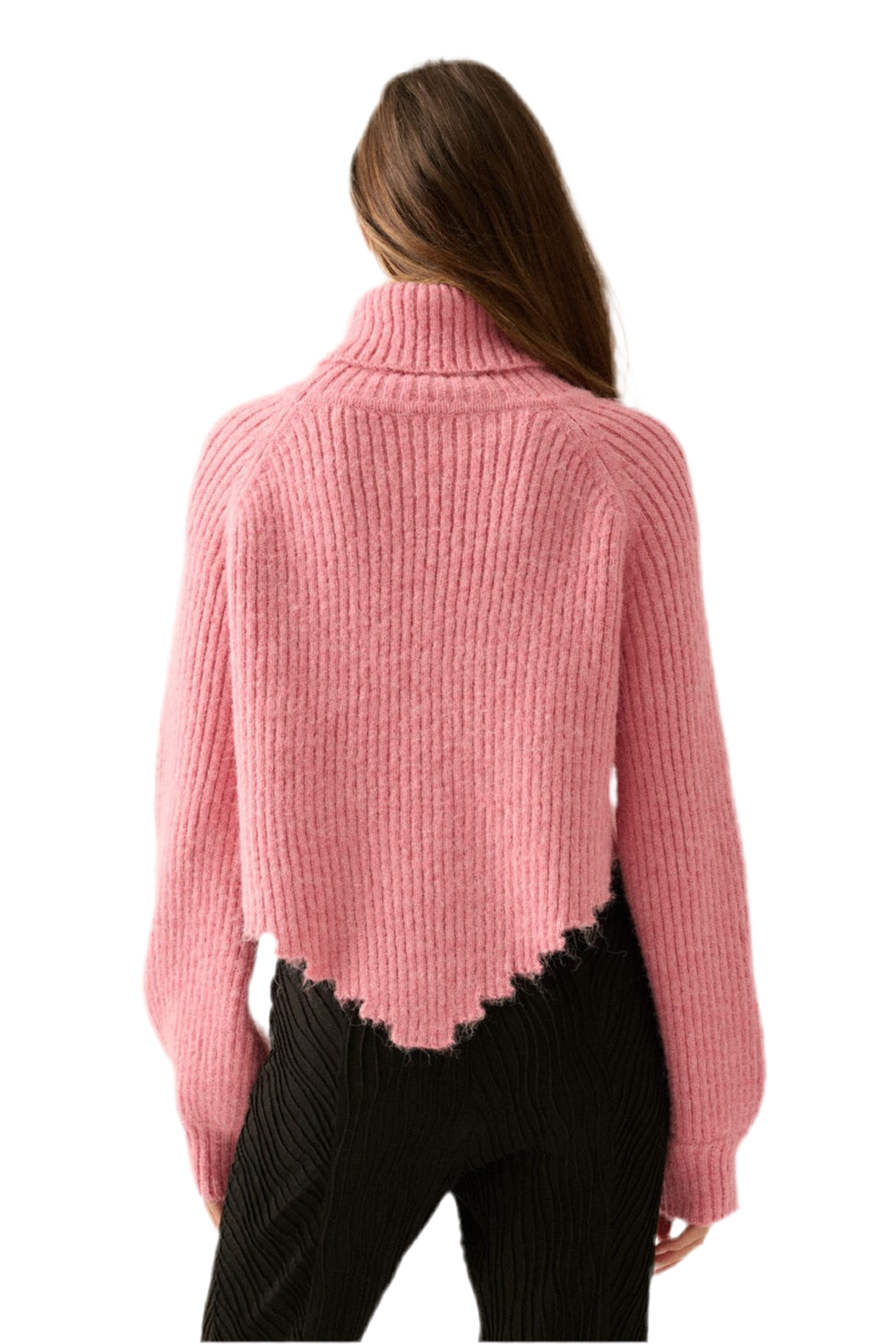 Bandana Hem Pink Turtleneck Sweater