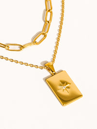 Flanerie 18K Gold Non-Tarnish Layered Astro Chain Necklace