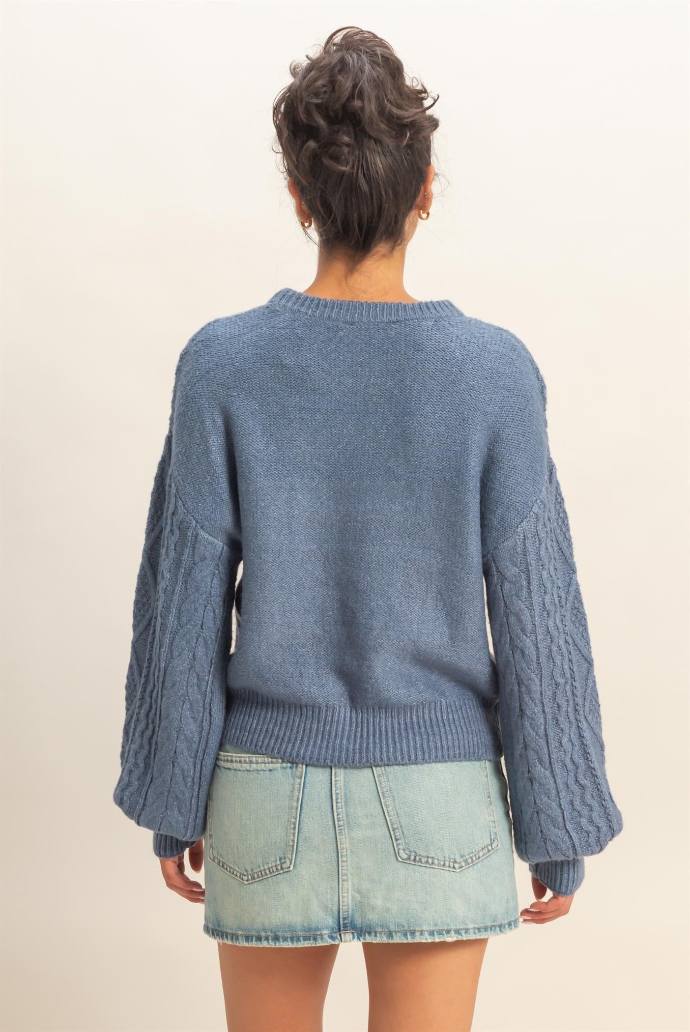 Isla Cable Knit Balloon Sleeve sweater