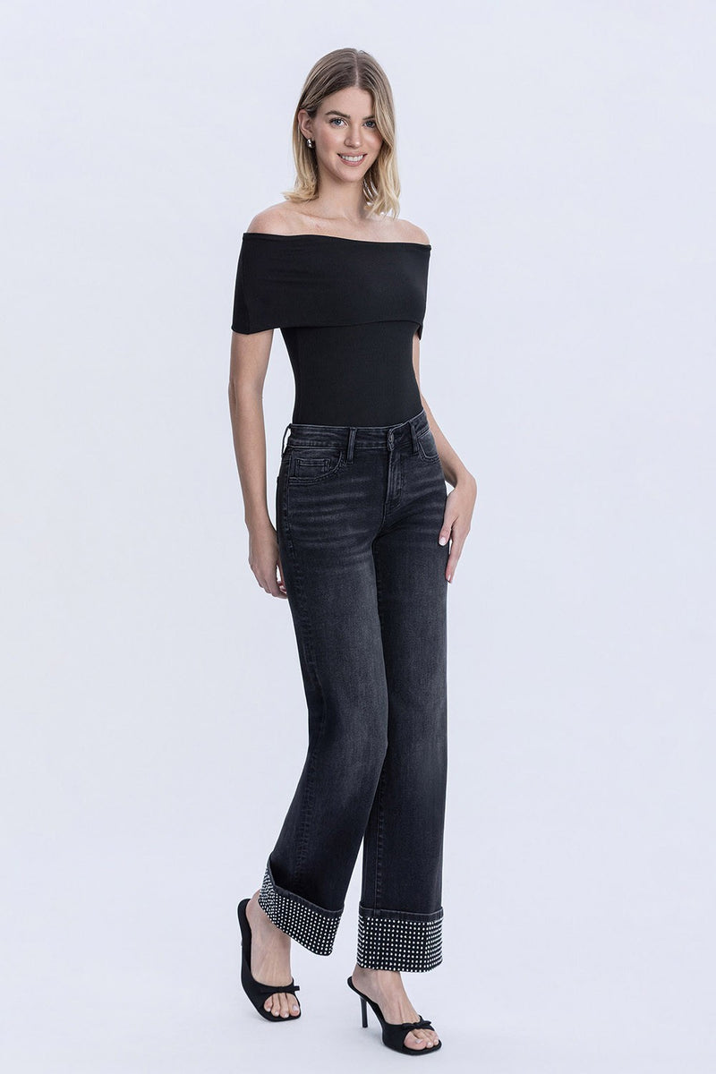 Flying Monkey Rhinestone Cuff Denim