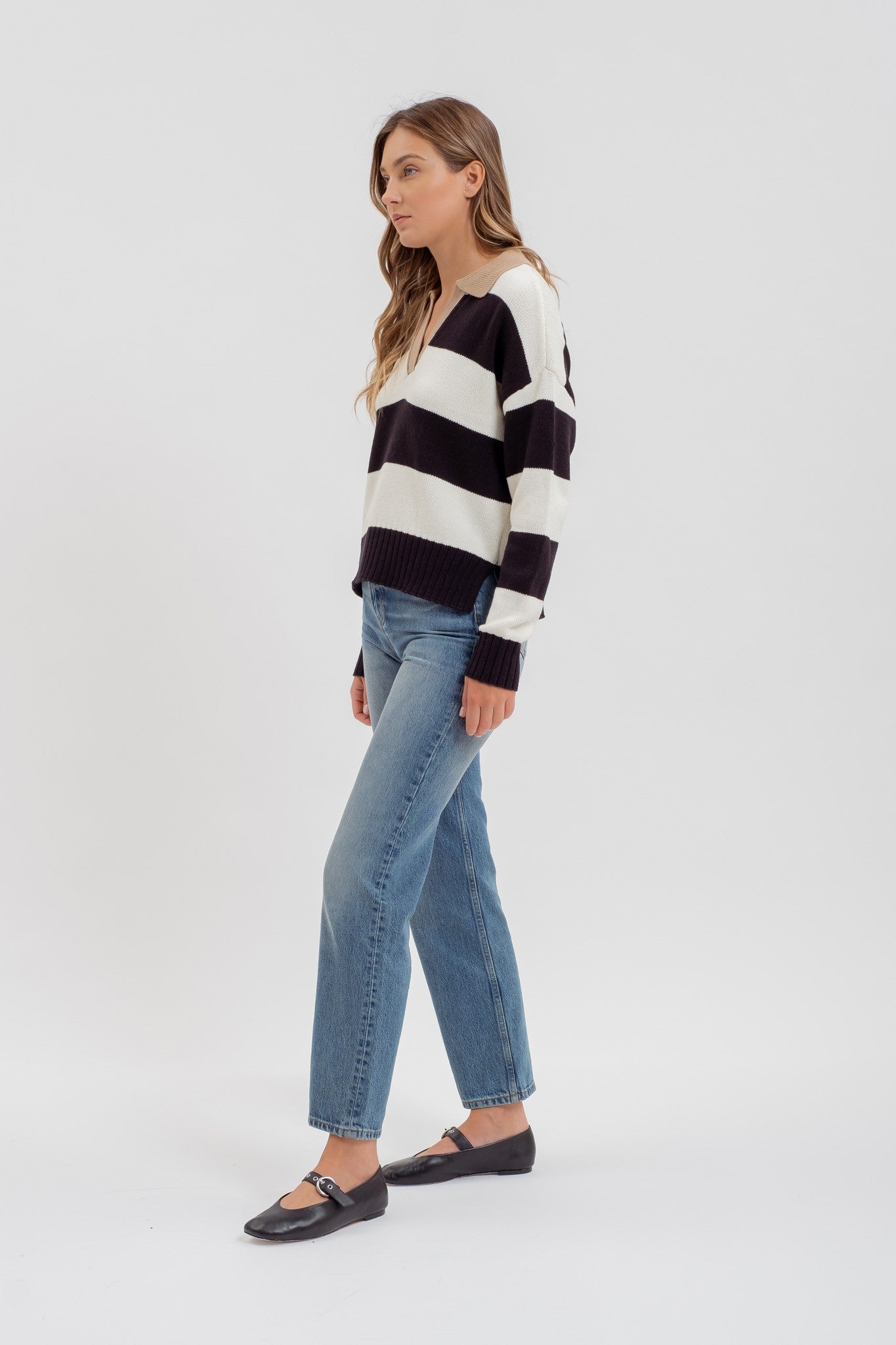 Moon River Stripe Contrast Sweater