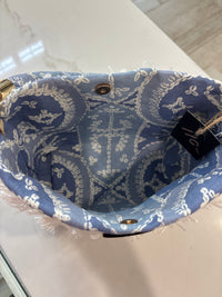 LooLoo Bags White Fringe Blue Strap