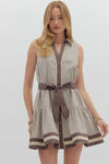 Mina Stripe Collar Belted Dress