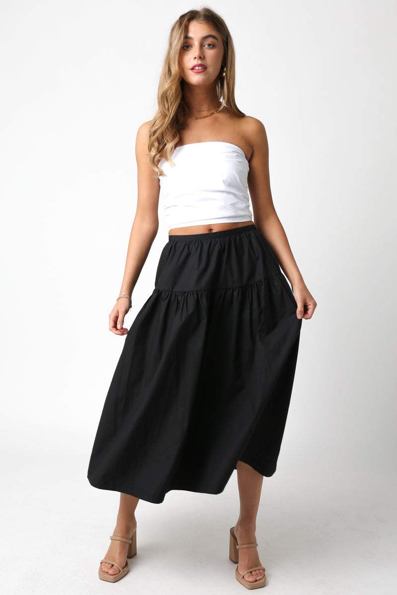 Olivaceous Poplin Skirt in Black