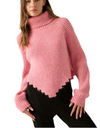 Bandana Hem Pink Turtleneck Sweater