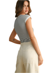 Striped Rib Cap Short Sleeve Bodysuit