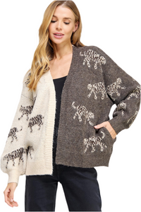 Leopard Color Block Cardigan