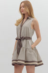 Mina Stripe Collar Belted Dress