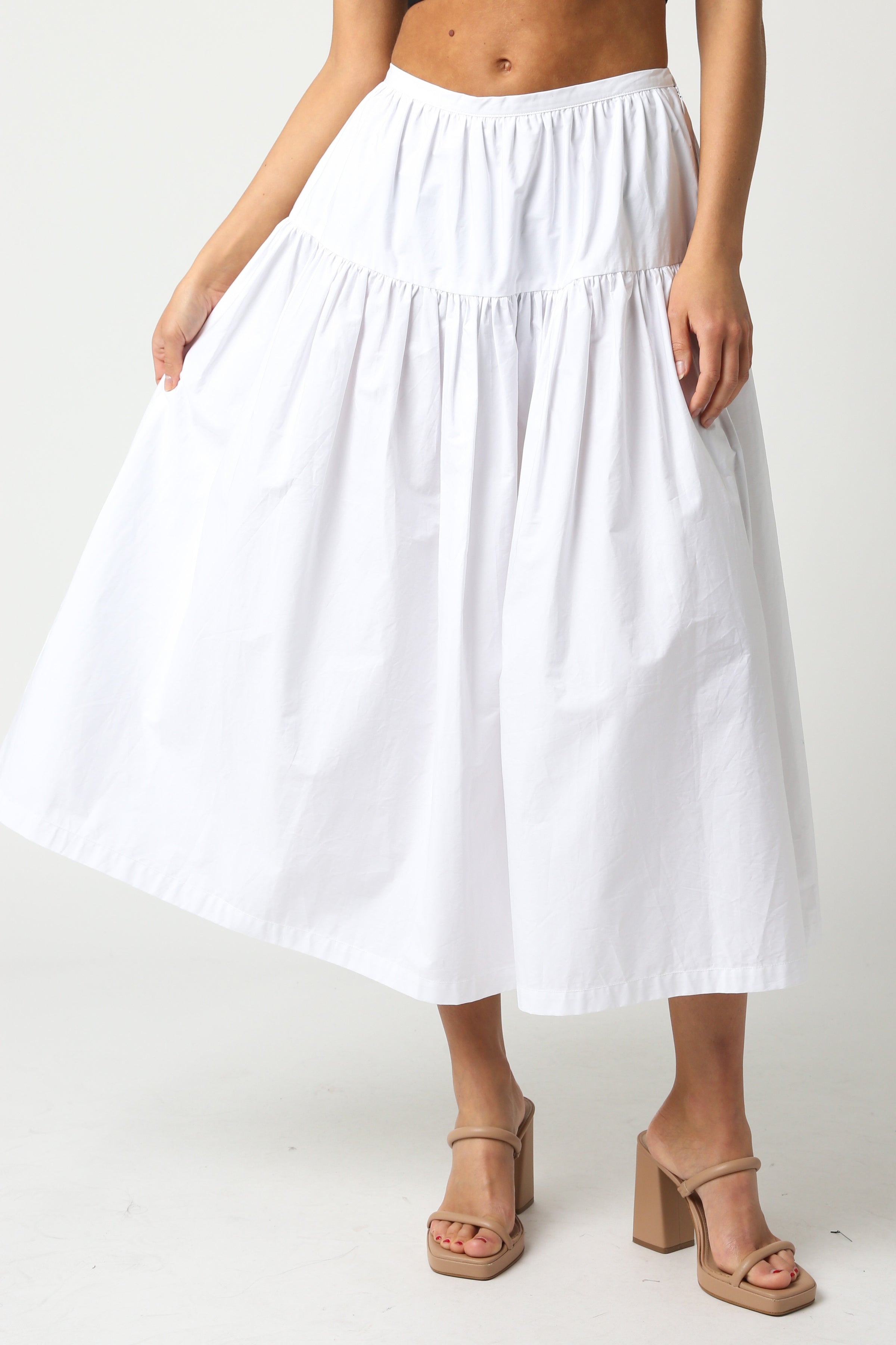 Olivaceous Poplin Skirt