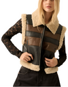 Promesa Faux Leather and Sherpa Colorblock Vest