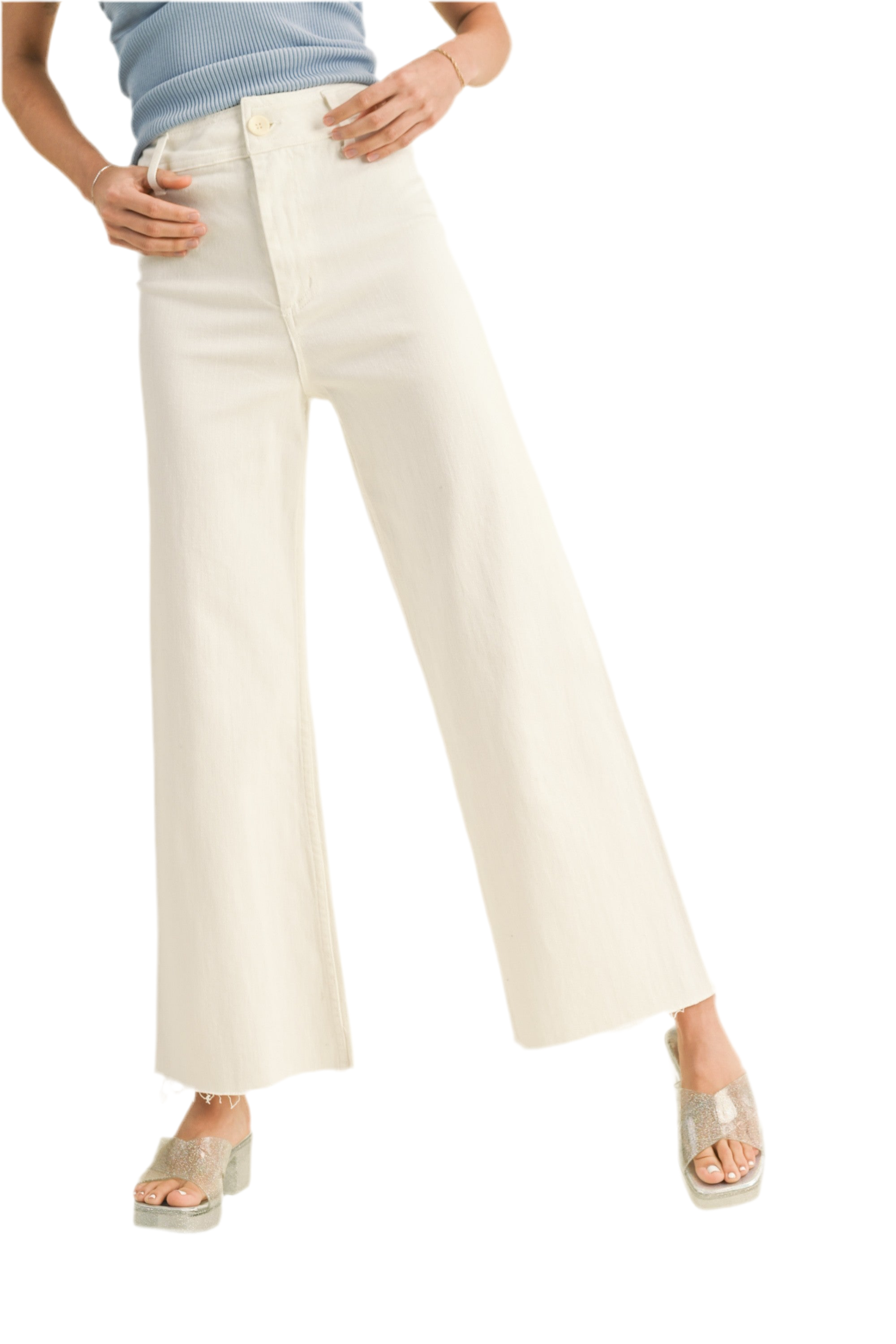 Miou Muse Straight Wide Leg Denim Cream