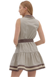Mina Stripe Collar Belted Dress