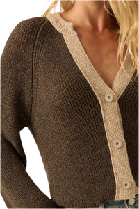 Promesa Ribbed Knit Contrast Cardigan