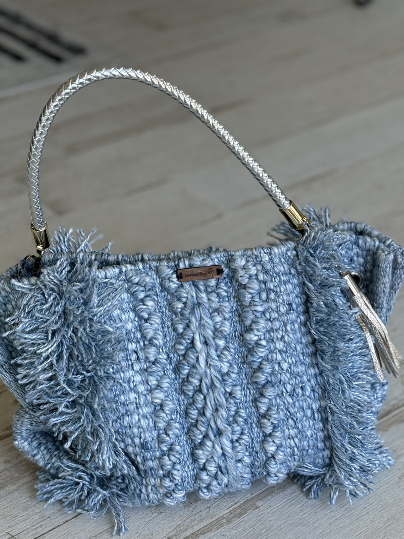 Looloo bags blue tassle fringe