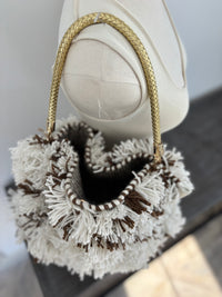 LooLoo Bags brown and white fringe large