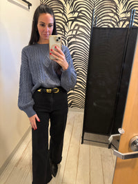 Isla Cable Knit Balloon Sleeve sweater