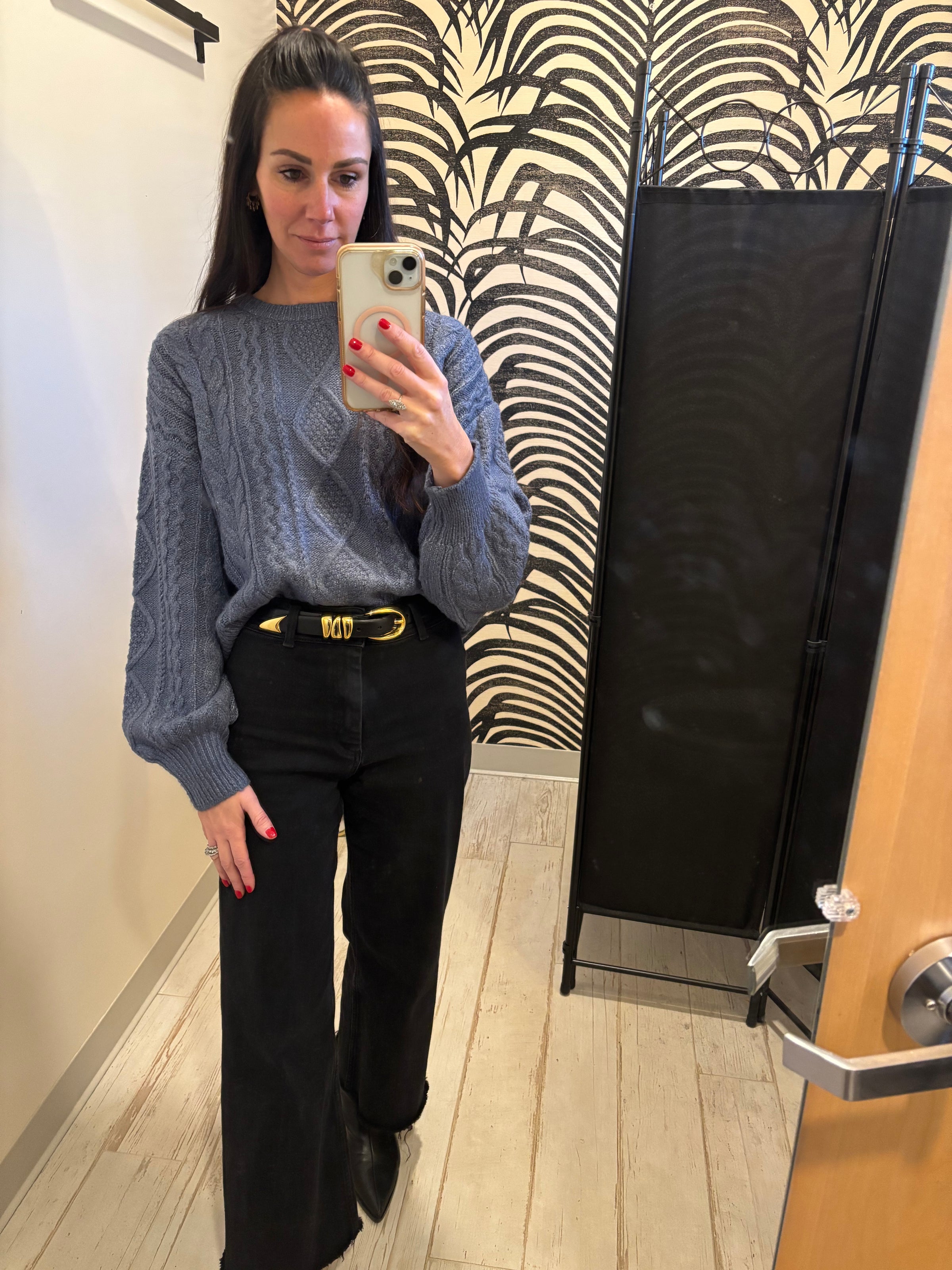 Isla Cable Knit Balloon Sleeve sweater