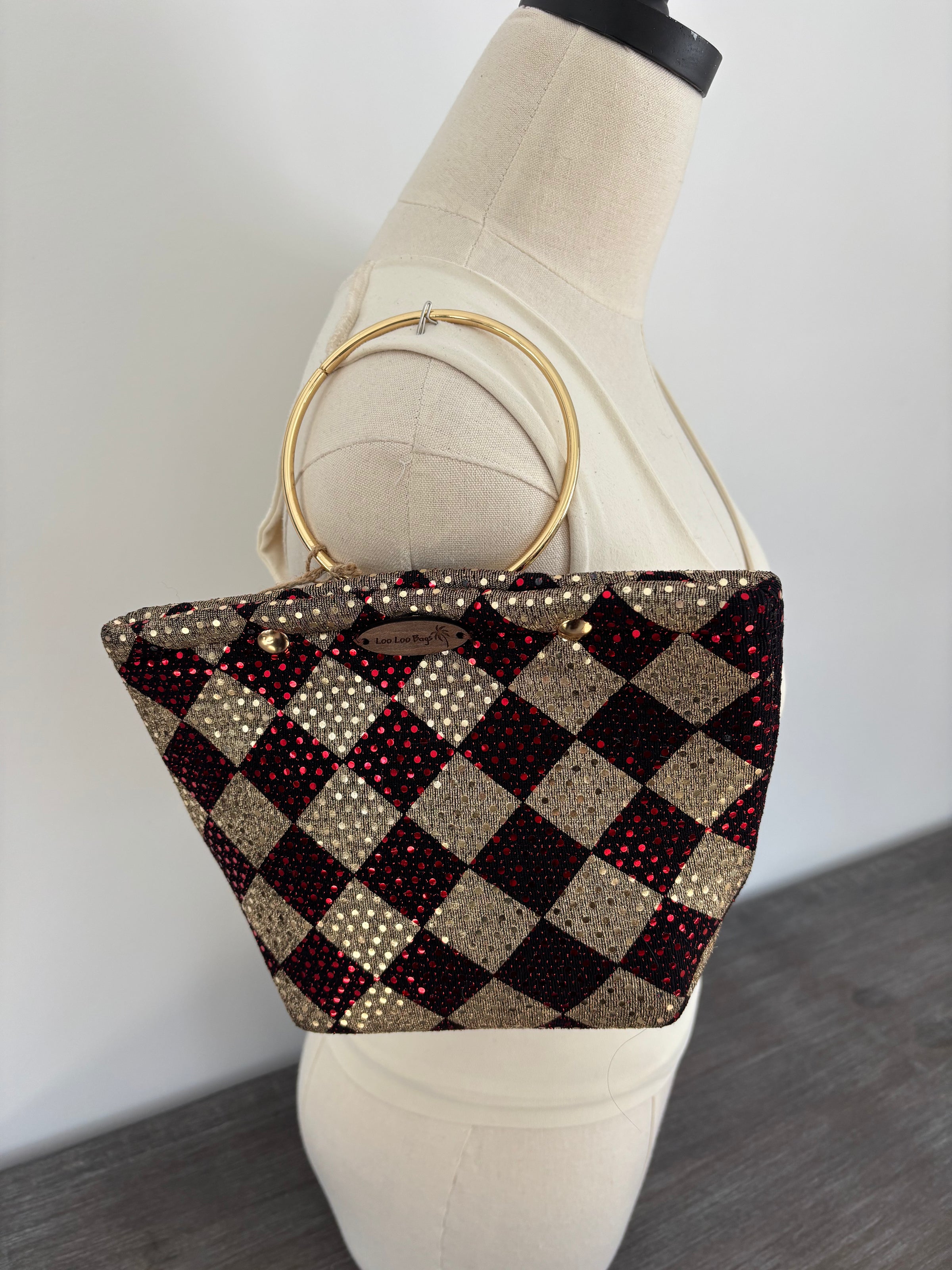 LooLoo Bags red and gold mini