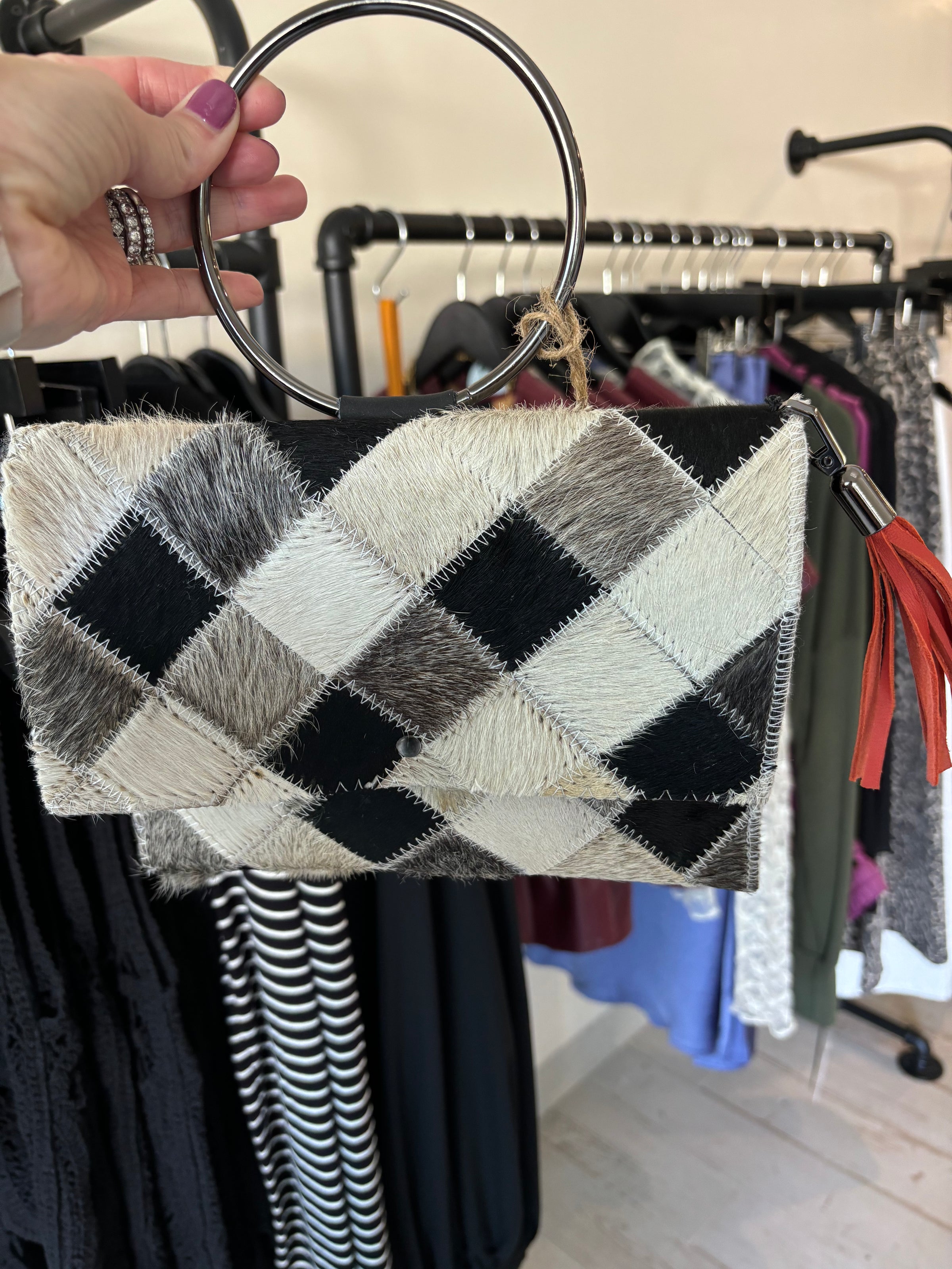 Calf hair clutch sale